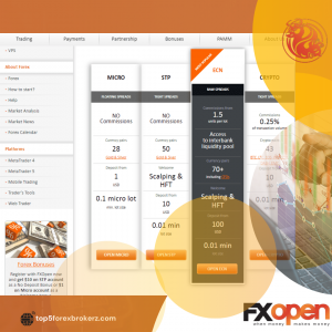 Forex Trading FXOpen Account Types